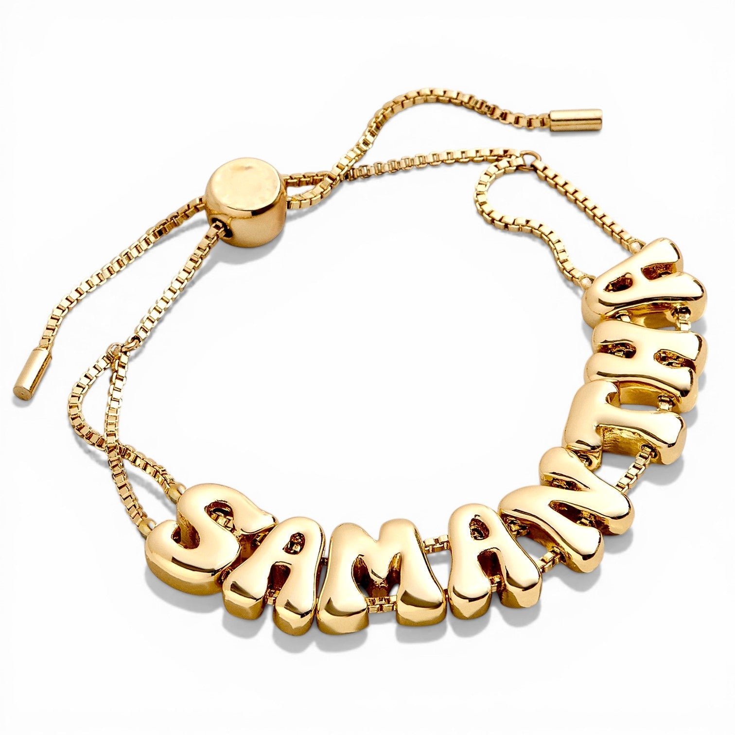 Custom Bubble Name Bracelet Gold