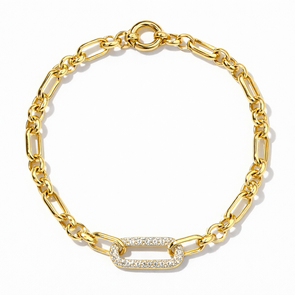 Pavé Paperclip Link Bracelet