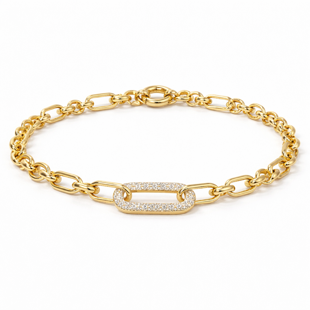 Pavé Paperclip Link Bracelet