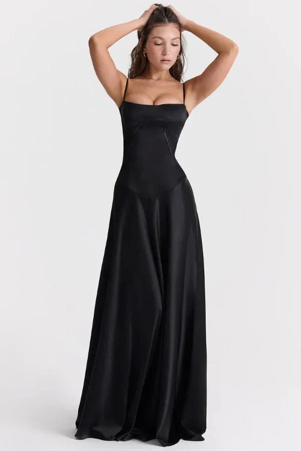 Elena | Elegant Flowy Corset Maxi Dress with A Line Silhouette
