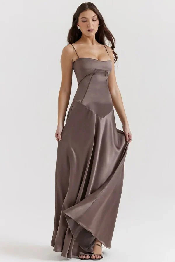 Elena | Elegant Flowy Corset Maxi Dress with A Line Silhouette