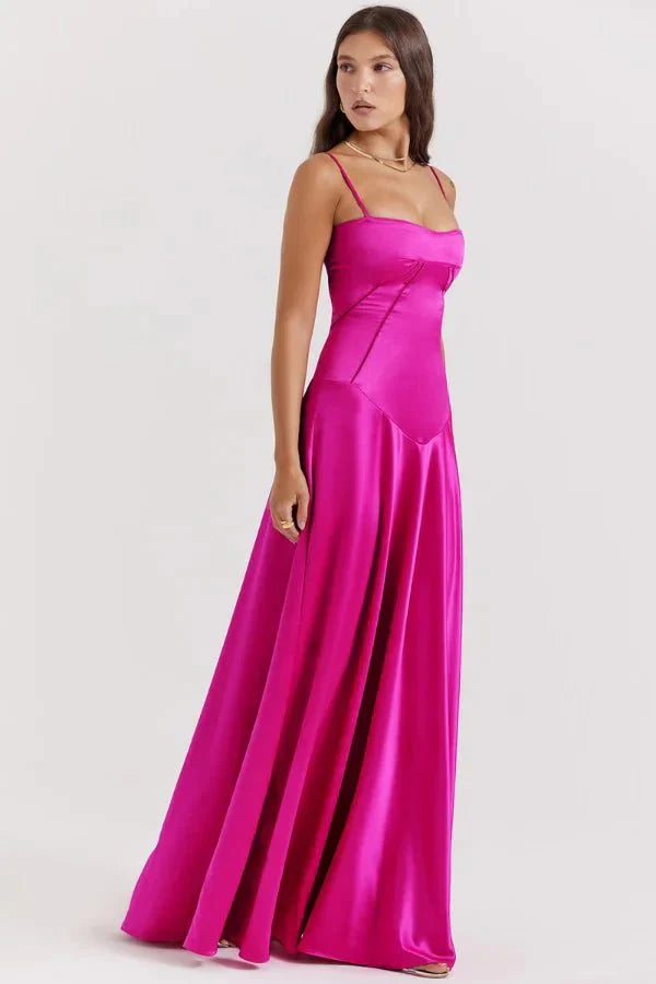 Elena | Elegant Flowy Corset Maxi Dress with A Line Silhouette