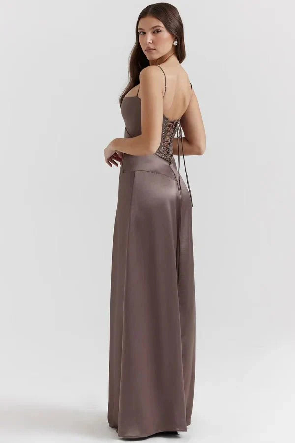 Elena | Elegant Flowy Corset Maxi Dress with A Line Silhouette