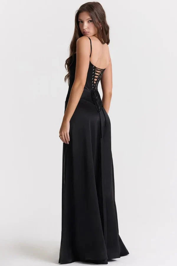 Elena | Elegant Flowy Corset Maxi Dress with A Line Silhouette