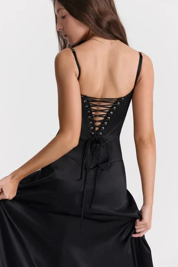 Elena | Elegant Flowy Corset Maxi Dress with A Line Silhouette