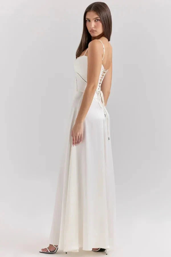 Elena | Elegant Flowy Corset Maxi Dress with A Line Silhouette