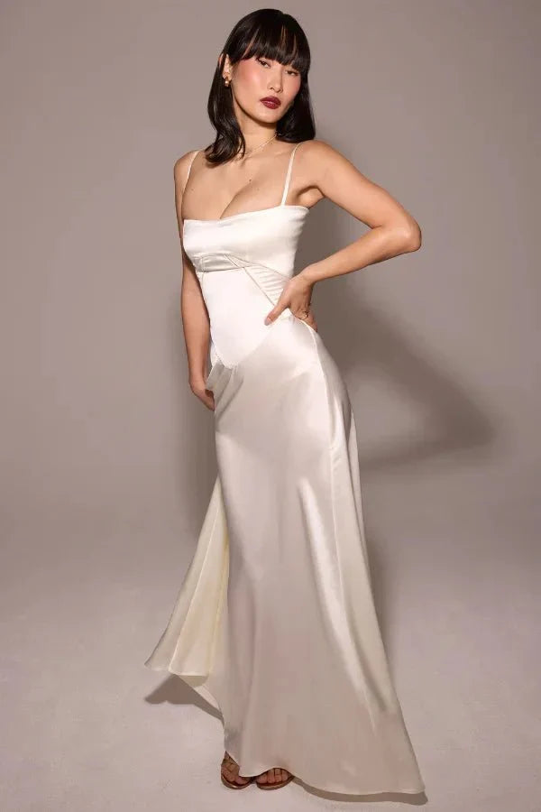 Elena | Elegant Flowy Corset Maxi Dress with A Line Silhouette