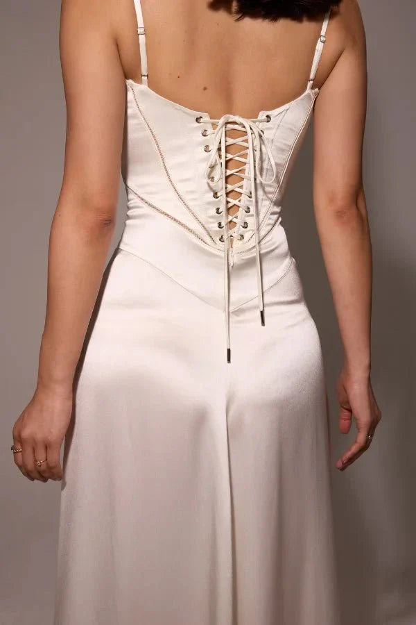 Elena | Elegant Flowy Corset Maxi Dress with A Line Silhouette