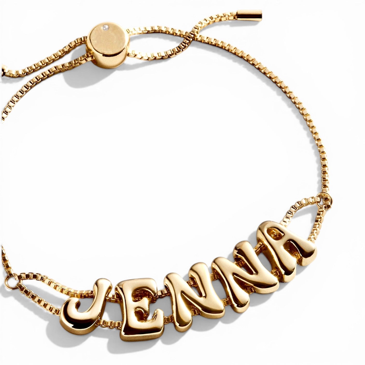 Custom Bubble Name Bracelet Gold