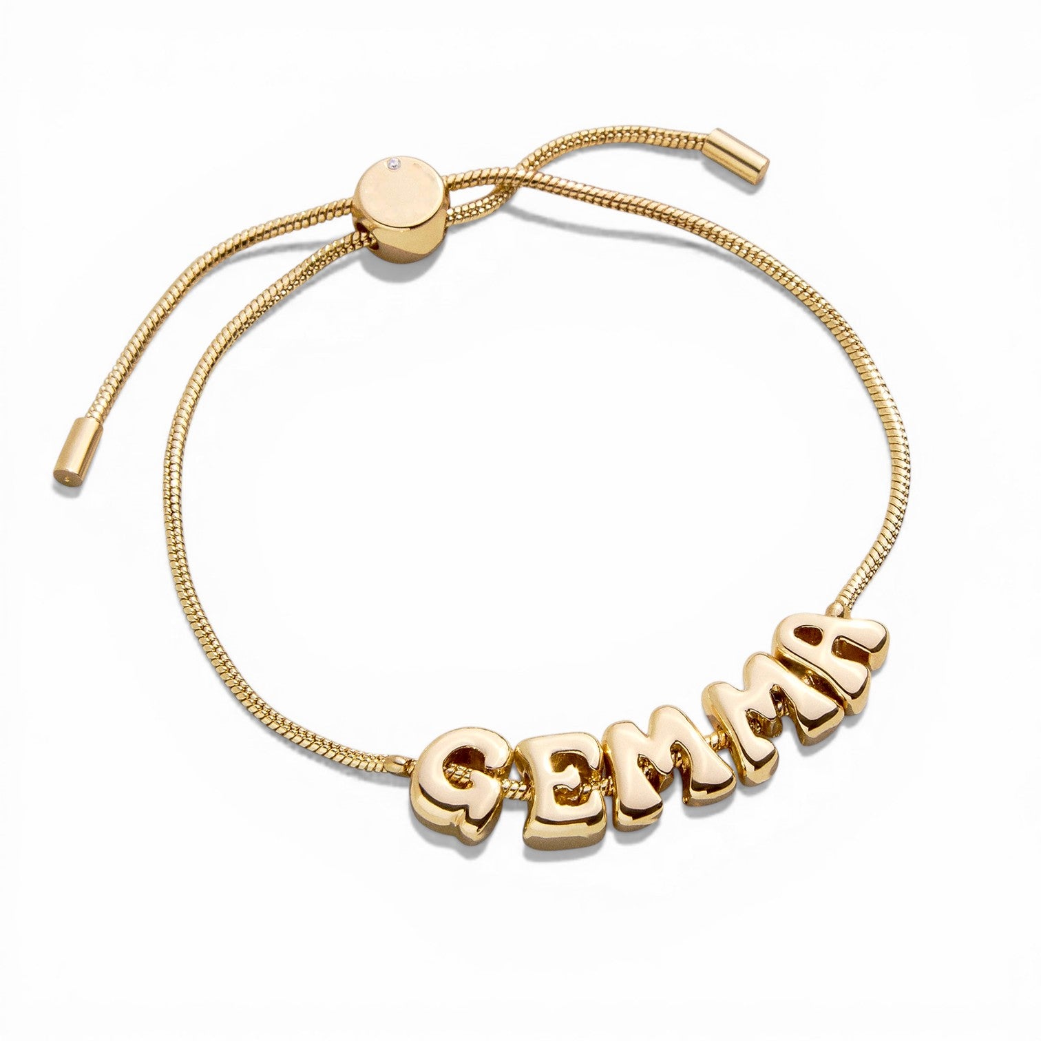 Custom Bubble Name Bracelet Gold