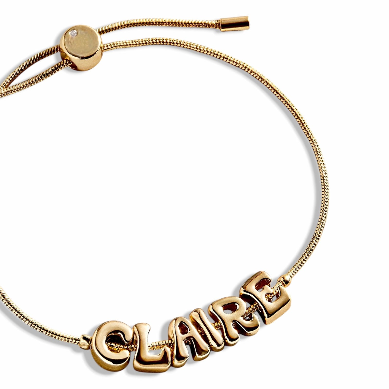 Custom Bubble Name Bracelet Gold
