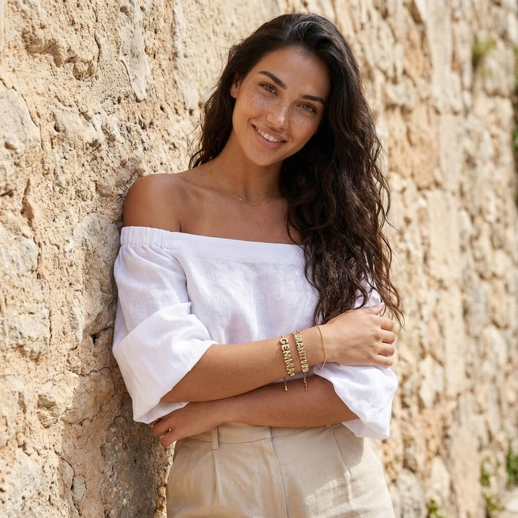 Custom Bubble Name Bracelet Gold