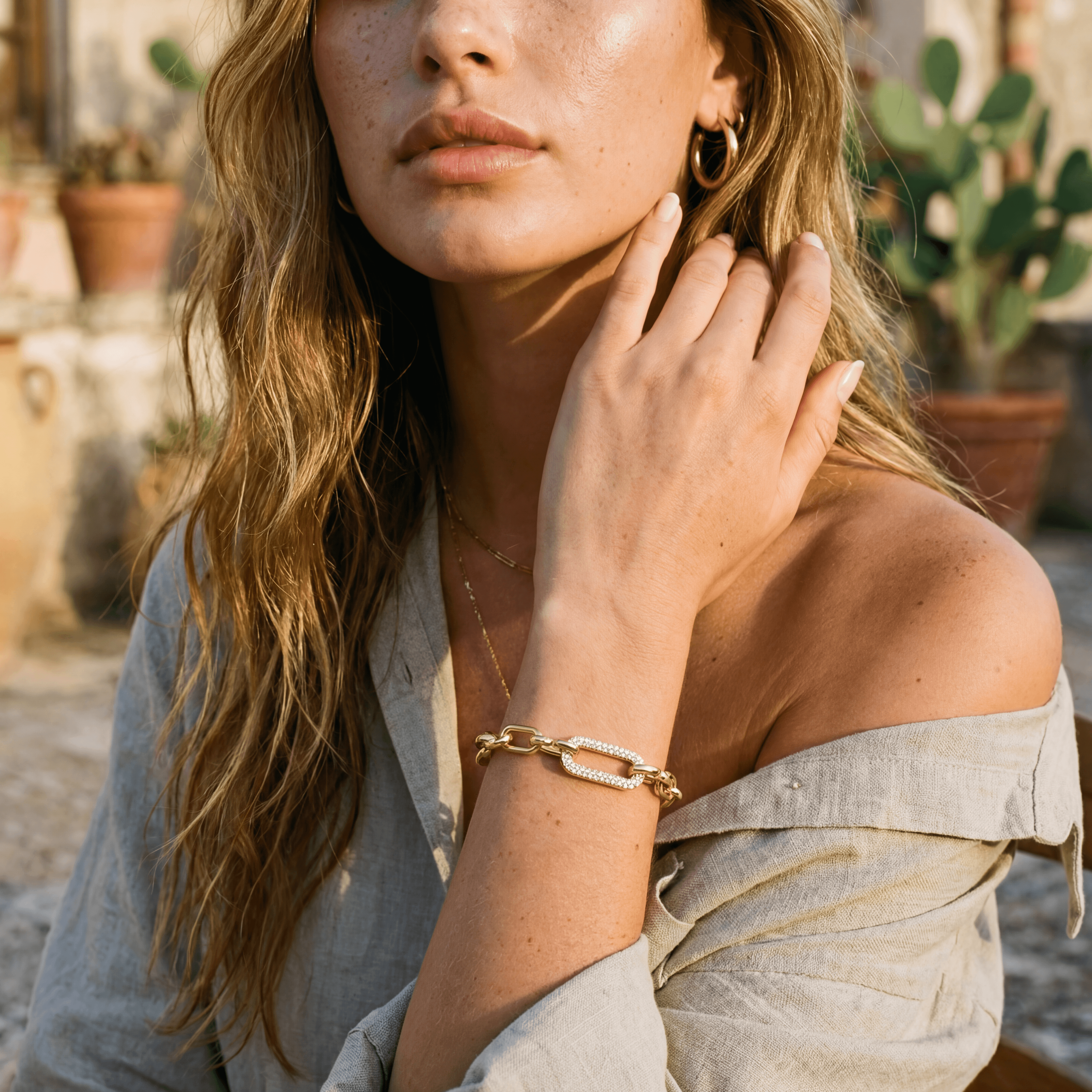 Pavé Paperclip Link Bracelet