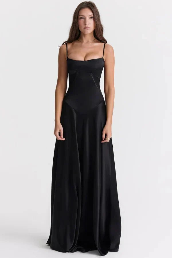 Elena | Elegant Flowy Corset Maxi Dress with A Line Silhouette