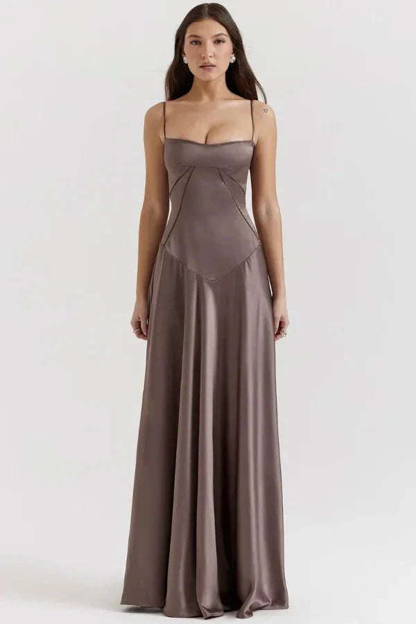 Elena | Elegant Flowy Corset Maxi Dress with A Line Silhouette