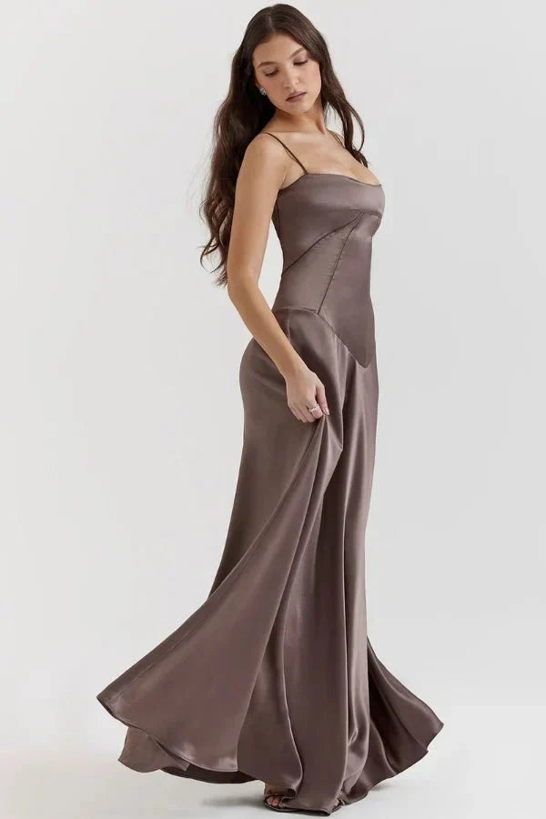 Elena | Elegant Flowy Corset Maxi Dress with A Line Silhouette
