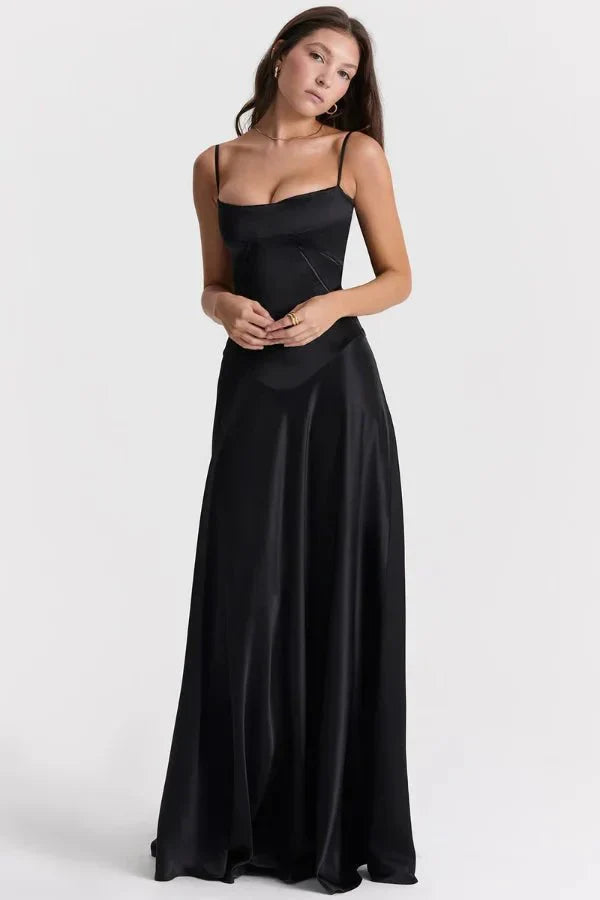 Elena | Elegant Flowy Corset Maxi Dress with A Line Silhouette