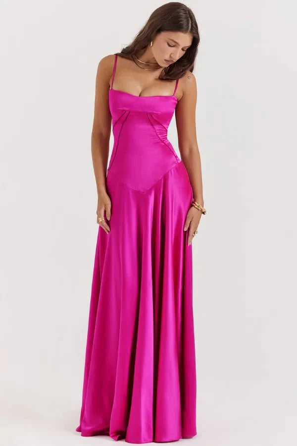 Elena | Elegant Flowy Corset Maxi Dress with A Line Silhouette
