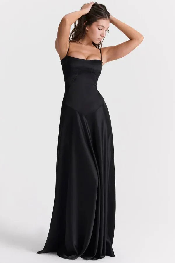 Elena | Elegant Flowy Corset Maxi Dress with A Line Silhouette