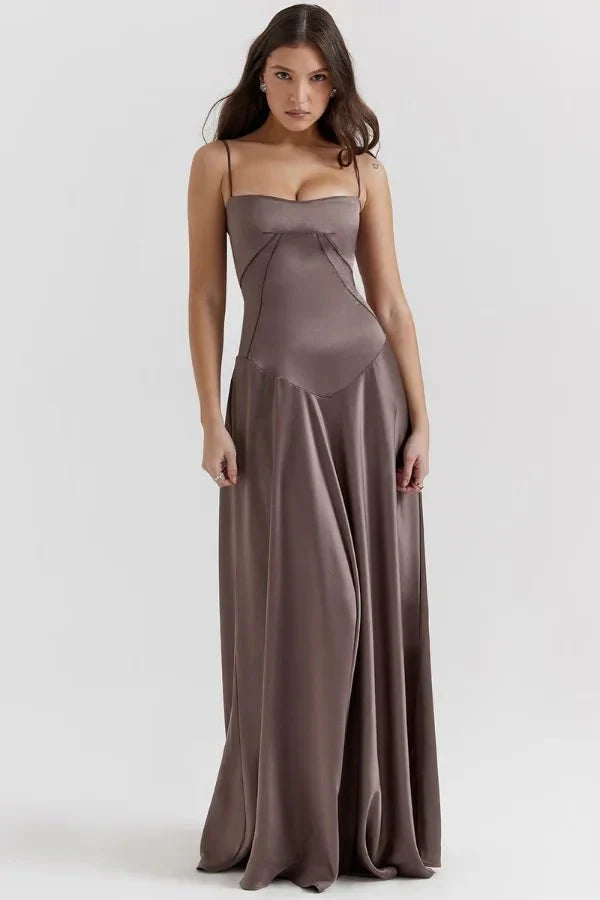 Elena | Elegant Flowy Corset Maxi Dress with A Line Silhouette