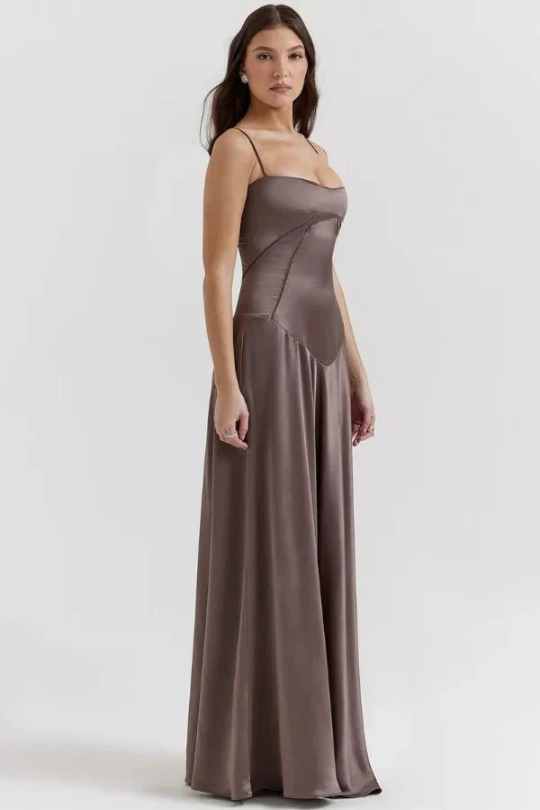 Elena | Elegant Flowy Corset Maxi Dress with A Line Silhouette