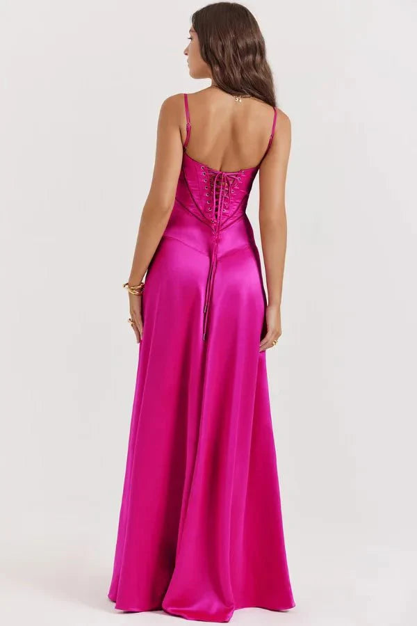 Elena | Elegant Flowy Corset Maxi Dress with A Line Silhouette