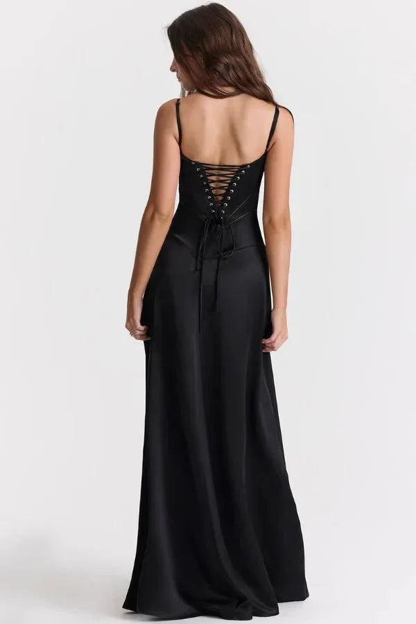 Elena | Elegant Flowy Corset Maxi Dress with A Line Silhouette