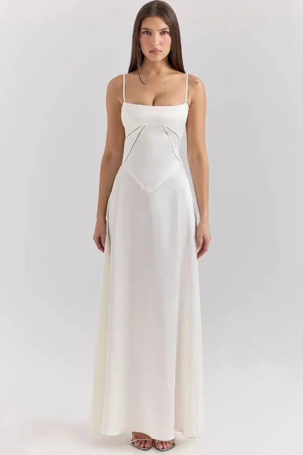 Elena | Elegant Flowy Corset Maxi Dress with A Line Silhouette
