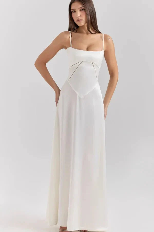 Elena | Elegant Flowy Corset Maxi Dress with A Line Silhouette