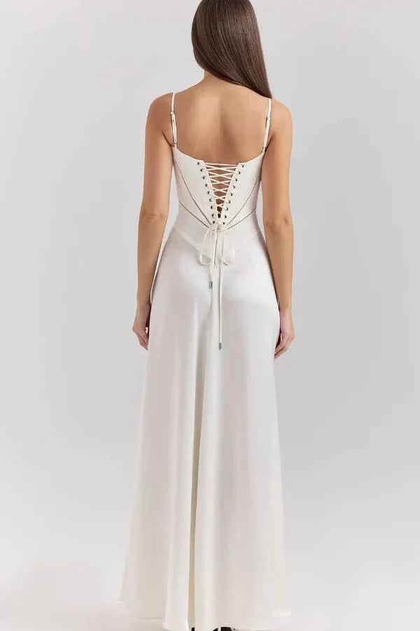 Elena | Elegant Flowy Corset Maxi Dress with A Line Silhouette