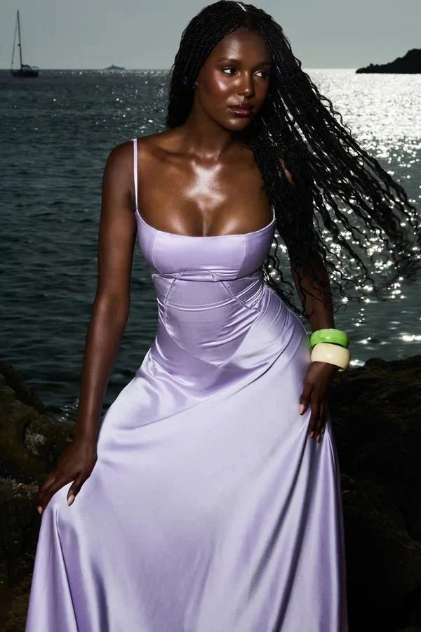 Elena | Elegant Flowy Corset Maxi Dress with A Line Silhouette