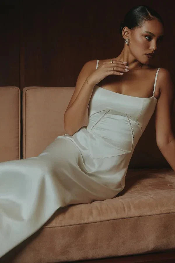 Elena | Elegant Flowy Corset Maxi Dress with A Line Silhouette