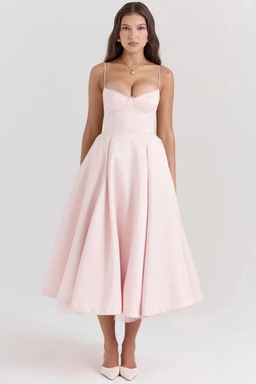 Sofia | Elegant Corset A Line Midi Dress with Sweetheart Neckline
